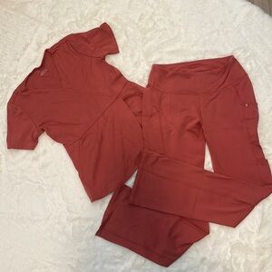 JAANNU XS SCRUB SET: Spice Yoga Bootcut Scrub Pants and Tulip Scrub Top